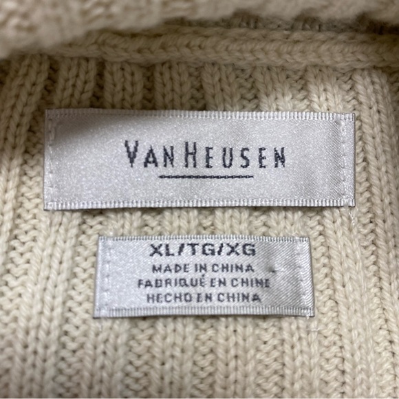 Van Heusen Cream Cable Knit Sweater‎ Cardigan Ladies XL Grandpa Core - Picture 8 of 14